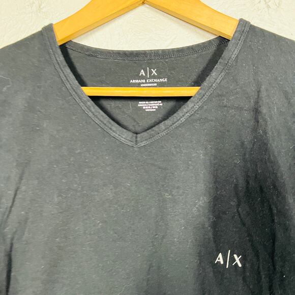 Armani Exchange Underwear V Neck Tee Basic Black Short Sleeve Slim Cut - XL - Picture 2 of 4